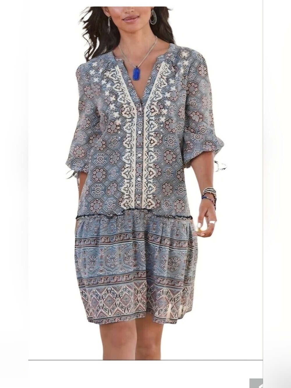 Sundance Zuri Bohemian Discovery Drop Waist Cotton Dress. Size M